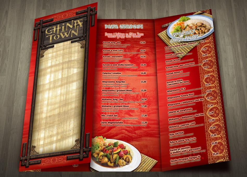 Projekt karty menu restauracji 